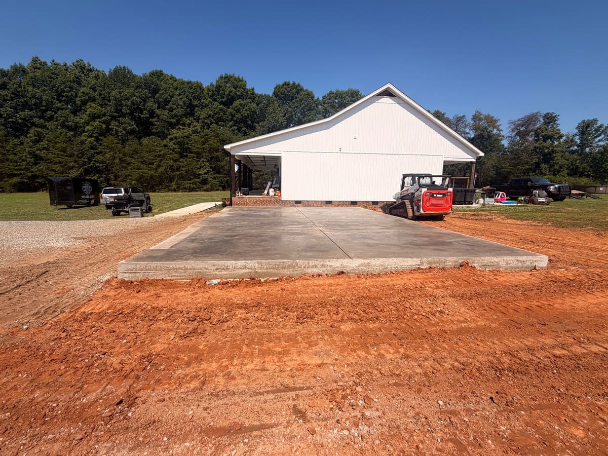 Poured concrete pad